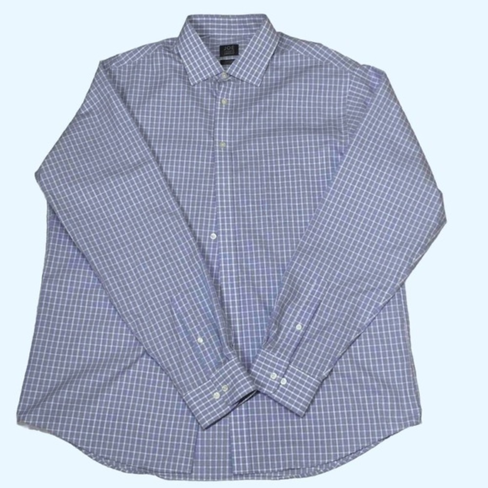 Joe Joseph Abboud Dress Shirt Mens 17x36 Blue White Easy Care 100%‎ Cotton